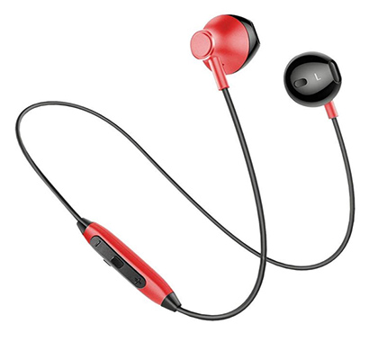 refurbished ptron intunes pro headphone magnetic earphone wireless bluetooth headset with mic (red)