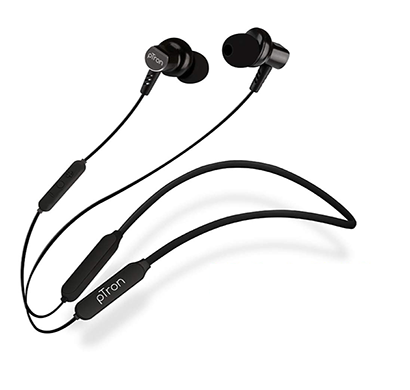 refurbished ptron zap in-ear wireless bluetooth earphones with mic, qualcomm bluetooth 5.0 chipset, deep bass (black)