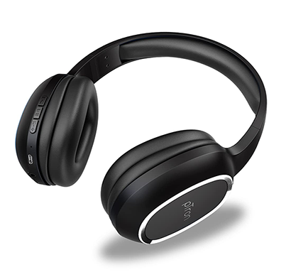 refurbished ptron studio over-ear bluetooth 5.0 wireless headphones with mic (black)