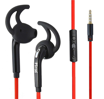 refurbished ptron swift in-ear wired headset with mic (red)