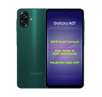 samsung galaxy a07 lte (green, 4gb ram, 64gb storage)