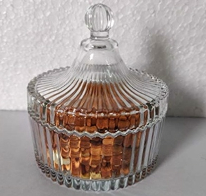 sankalan art gallery glass candy jar, transparent, multi purpose, ht. 5 inch.