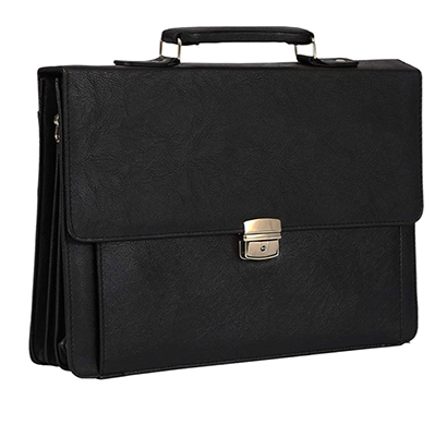 shopizone leather briefcase bags business handbags shoulder messenger 15.6 inch laptop bag for men (black)