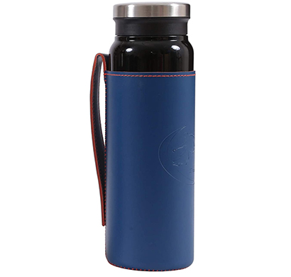 shopizone flask insulated water bottle leak-proof stainless steel vacuum thermos (black)