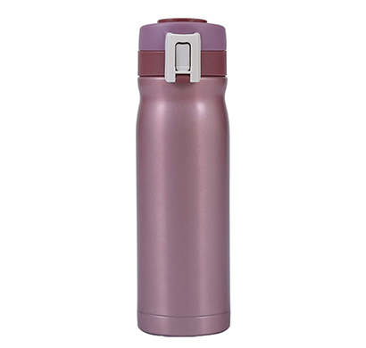 shopizone insulated water bottle stainless steel vacuum thermos flask leak-proof travel sports bottle (pink)