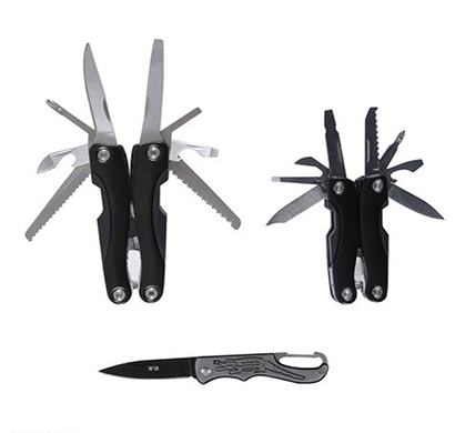 shopizone 3 in 1 foldable titanium coated pliers tool kit + knife