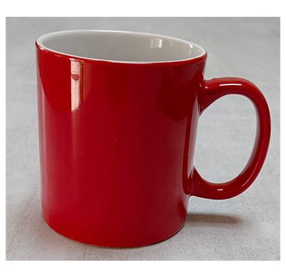 stallion red mug 12oz stoneware (imported), 355 gms ( red outside/white inside)