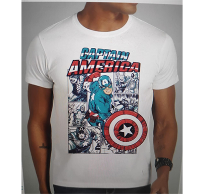 the souled store captain america 100% cotton men's half sleeve t-shirt (white)