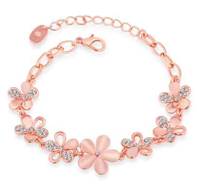 sukkhi valentine rose gold plated bracelet for women (bc71492gldpap750)