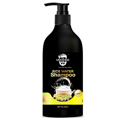 the menshine rice water shampoo - strength & growth formula - free from mineral oils, sulphates & paraben - for all hair types - 300 ml, rich in natural protein, volumizes hair, cleans scalp