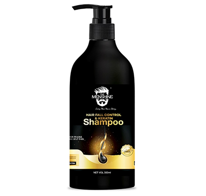 the menshine hair fall control & keratin shampoo 300 ml, stronger hair - anti hair fall for damaged hair, paraben & sulphate free for men
