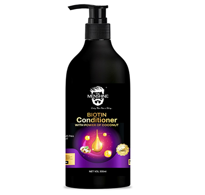 the menshine biotin conditioner with power of coconut, hair growth conditioner reduce hair fall, keratin conditioners for dry and frizzy hair, hair conditioner for men - 300 ml