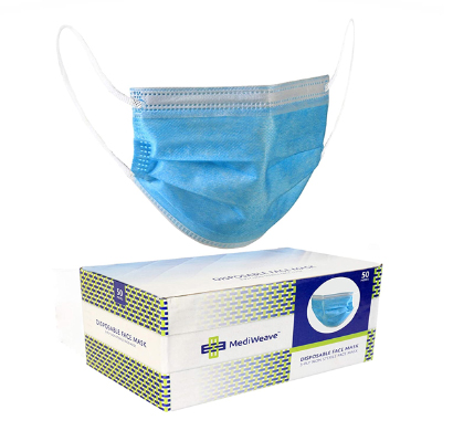 value cart 3 ply non-woven filter surgical face mask-pack of 50