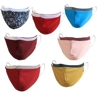 value cart embmask_reverse unisex reversible designed embroidered cotton cloth face mask, reusable - (pack of 7, assorted print & color