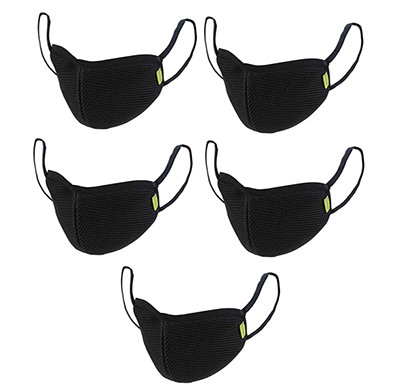 value cart mesh face mask for women & men, washable &reusable mask, black (pack of 5)