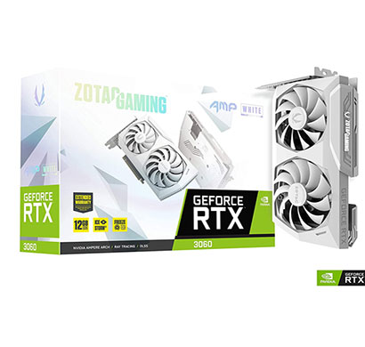 zotac gaming geforce rtx 3060 amp white led edition 12gb gddr6 graphics card