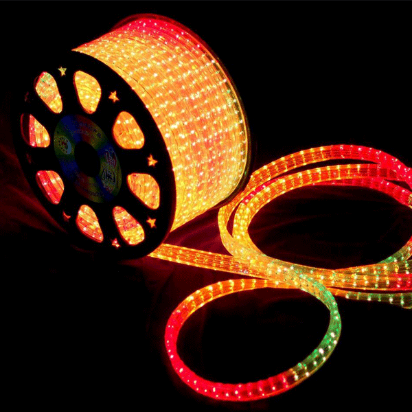 orange and purple rope lights