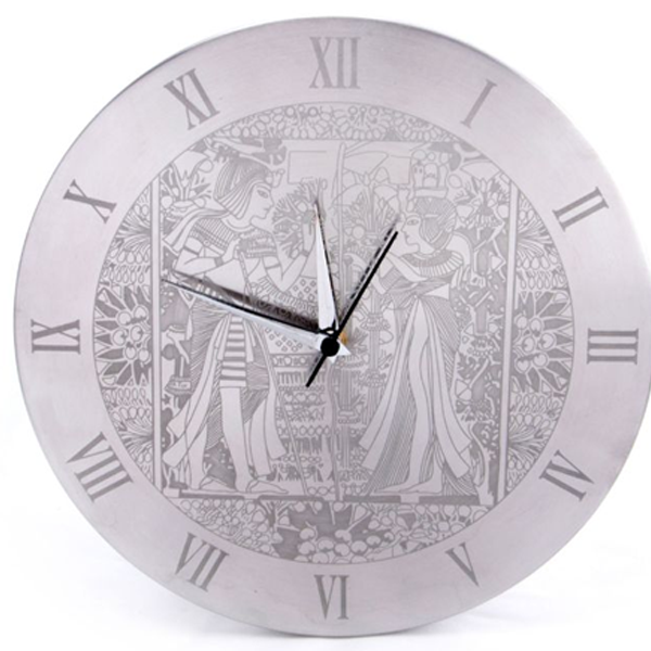 Cosmosgalaxy I0162 Egyptian Stainless Steel Round Wall Clock for Home, Silver