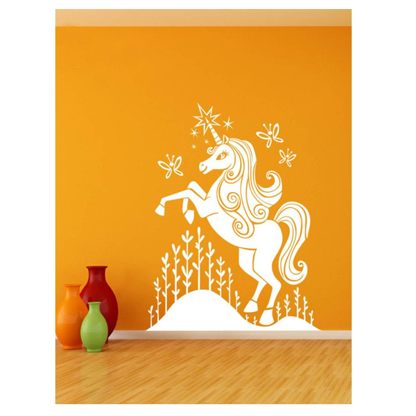 Enormous Kart On Wall White Baby Unicorn Wall Sticker