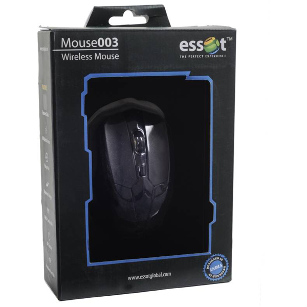 Essot- 003, Wireless Optical Mouse, USB Black, 6 Month Warranty
