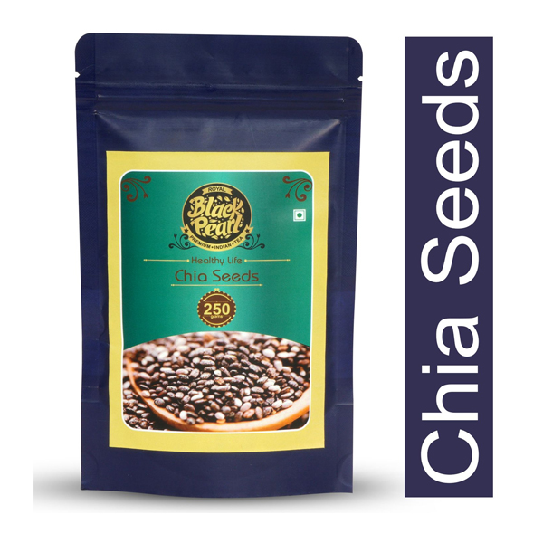 Royal Black Pearl Raw Chia Seeds for Weight Loss Omega 3 Flax Seeds Rich 250 g Superfood