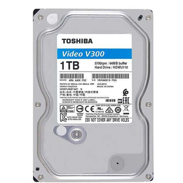 Toshiba (HDWU110UZSVA) 1tb V300 3.5" Video Streaming Surveillance Hard Drive
