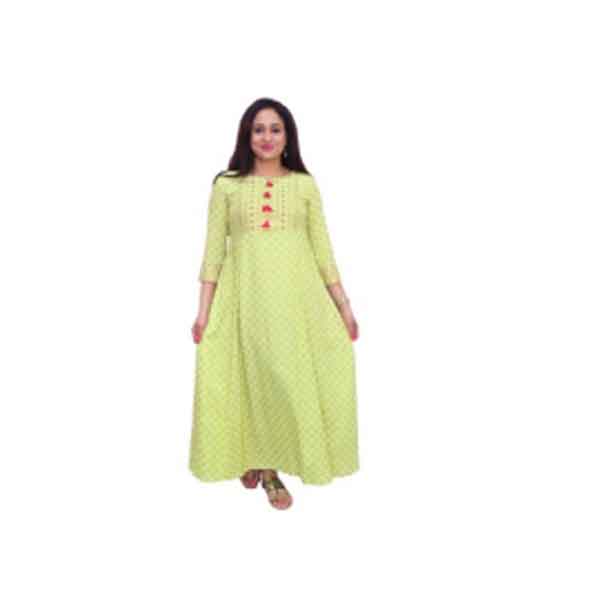 Yellow Hand Embroidered Cotton Kurti Pant Set - Tribes India