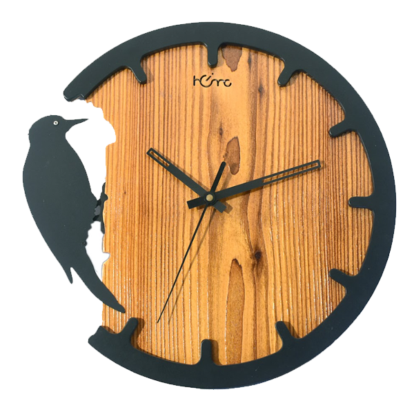 DIAMANTE A LA MODE Woodpecker Designer and Latest Stylish Metal Premium Wall Clock for Home (Silent Movement, Wooden)