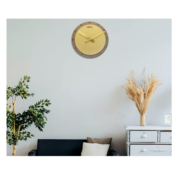 DIAMANTE A LA MODE Hello Designer and Latest Stylish Metal Premium Wall Clock for Home (Silent Movement, Brown & Golden)