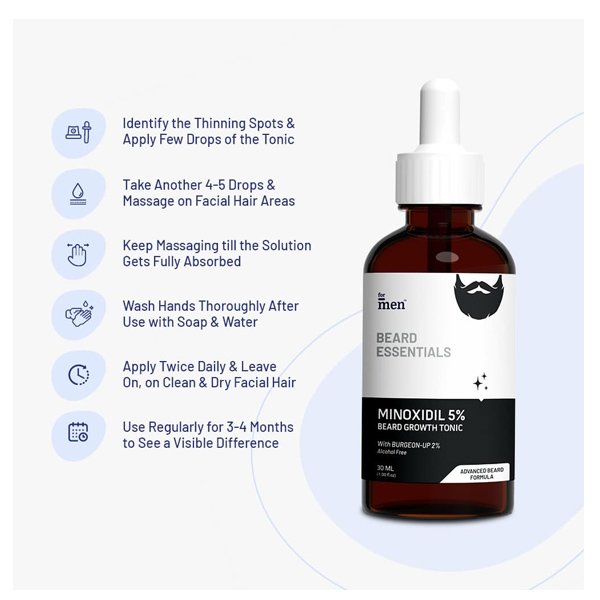 ForMen Beard Essentials Minoxidil 5% Solution 30ml Beard Growth Tonic 2% Burgeon Up