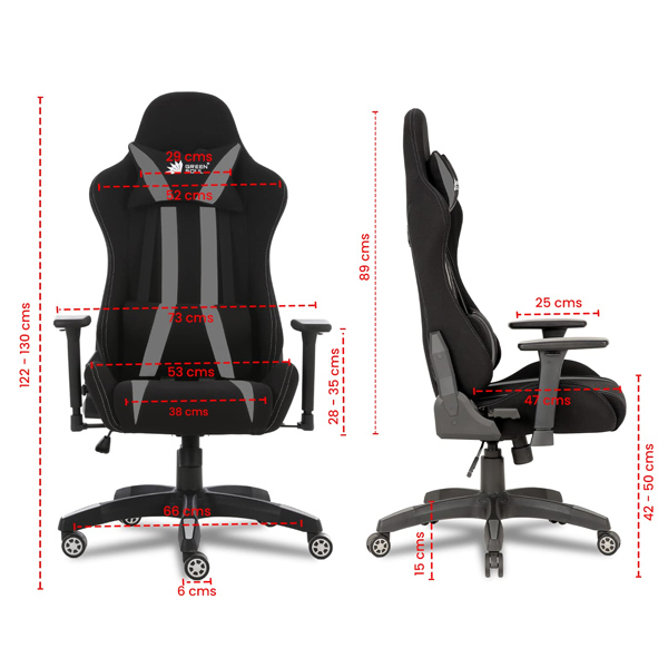 Green Soul ( Fiction_BlackGrey) Multi-Functional Ergonomic Gaming Chair with Premium & Soft PU Leather Fabric, Adjustable Neck & Lumbar Pillow, 4D Adjustable Armrests & Heavy Duty Metal Base (Black & Grey)