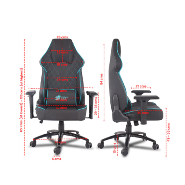Refurbished Green Soul ( Glance_FullBlack_227) Gaming Chair Adjustable & Removable (Full Black)