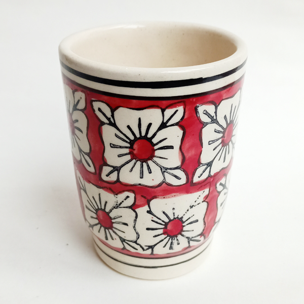 Hast Crafts Floral Ceramic Bathroom Set (4pc),Red