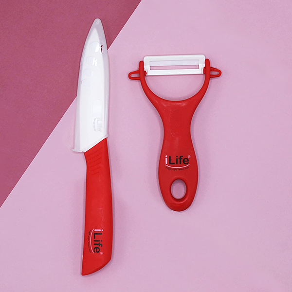 iLife Advanced Ceramic Revolution Series 4-inch Utility Knife and Y-Peeler Gift Set