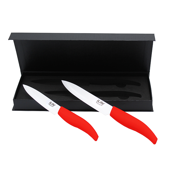 iLife Advanced Ceramic Revolution Series 4 & 5 inch Paring Knife Set with Gift Case