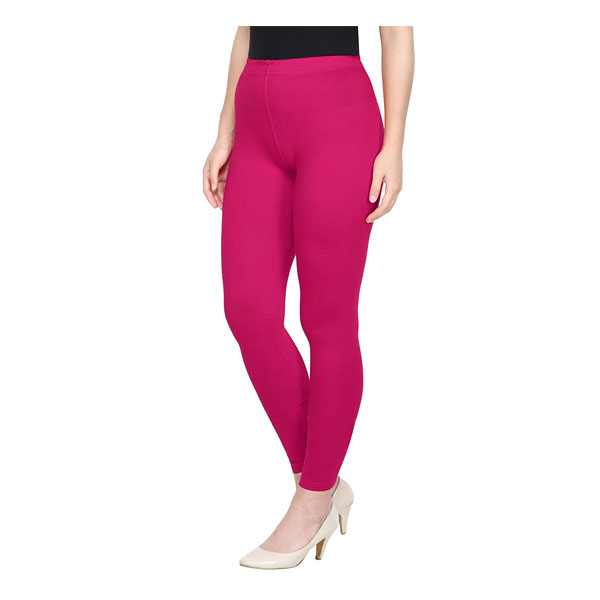 Mks Impex Cotton Lycra Ankle Length Leggings For Women & Girls (dark Pink )