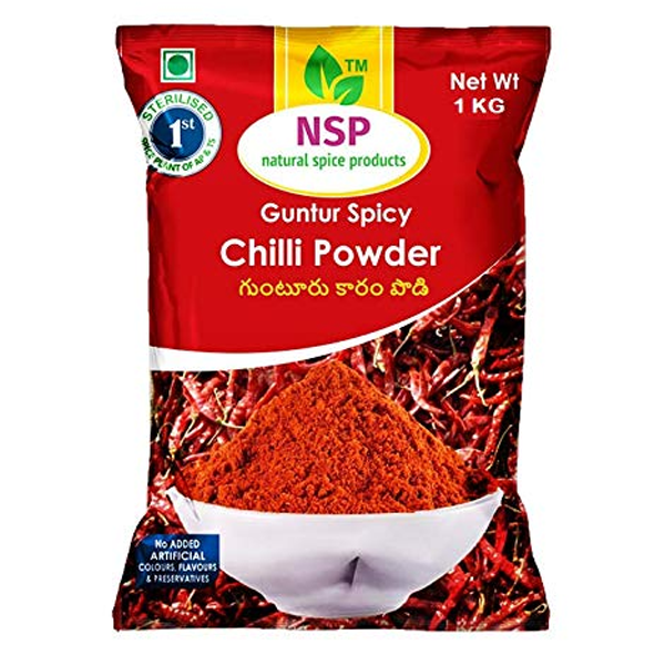 NSP Guntur Spicy Chilli Powder 1kg , 100% Pure, 100% Natural