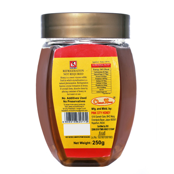 Orchard Honey,( Multi Flora) 100% Pure & Natural (No Additives, No Preservatives) (250gm)
