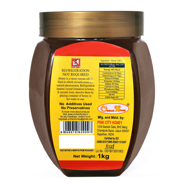 Orchard Honey,( Multi Flora) 100% Pure & Natural (No Additives, No Preservatives) (1Kg)