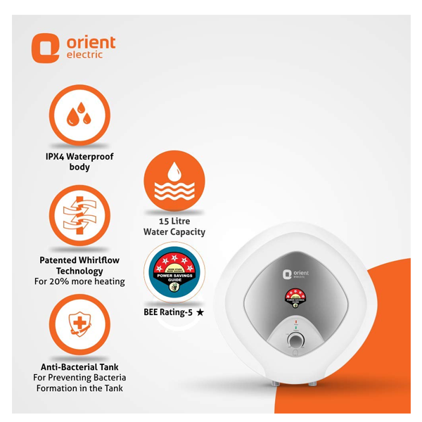 Orient Electric SWET15VMGM2-WH Enamour Plus 15L Storage Glassline Water Heater