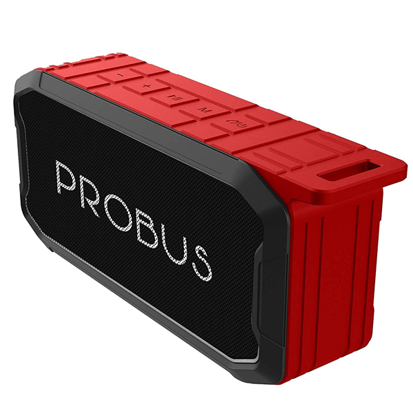 Probus ( SPK-RB-1963) IPX7 Waterproof Bluetooth Speaker Portable Wireless Outdoor Speaker with TWS Pairing Mode/HD Bass Sound/USB/Micro SD Card/FM/AUX/Built-in Mic ( RED)