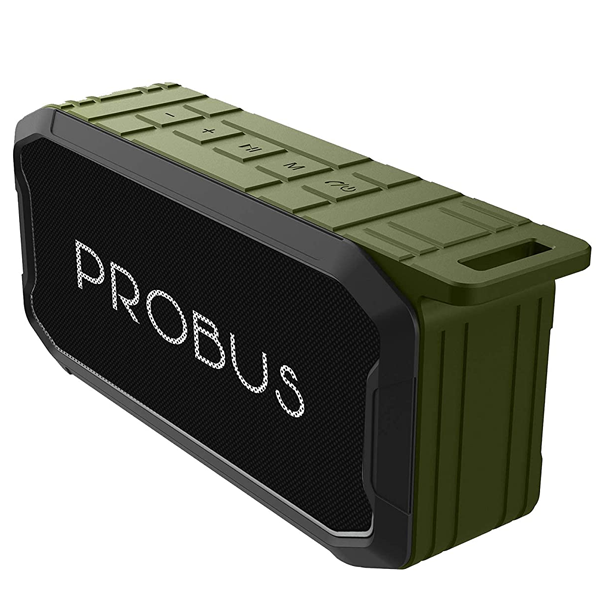 Probus Portable Wireless Waterproof Bluetooth Speaker IPX7 5W with Inbuilt 1200mAh Battery/USB/Micro SD Card/FM/AUX ( Green)