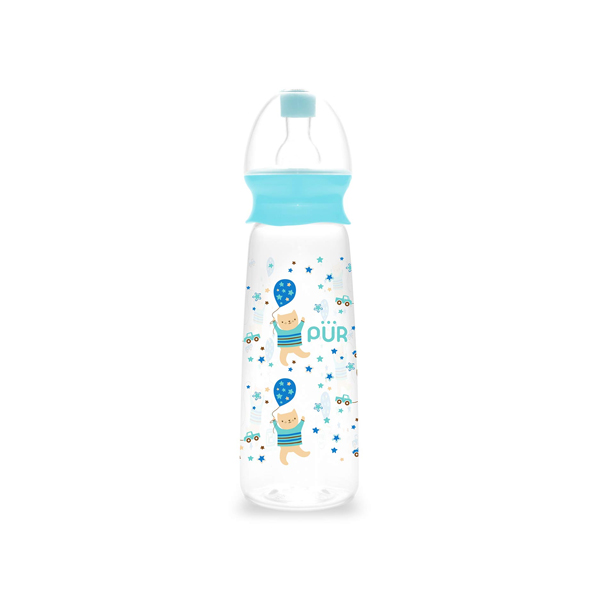 PUR Classy Bottle 10 oz./300 ml. with Vari Flow Silicone Nipple Blue