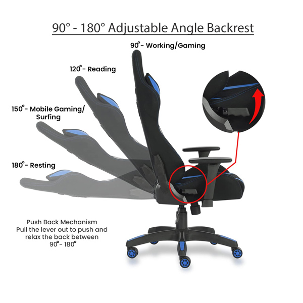 Refurbished Green Soul ( Beast_BlackBlue_GS600) Racing Edition Ergonomic Gaming Chair with Premium Fabric & PU Leather, Adjustable Neck & Lumbar Pillow, 3D Adjustable Armrests & Strong Nylon Base (Black & Blue)