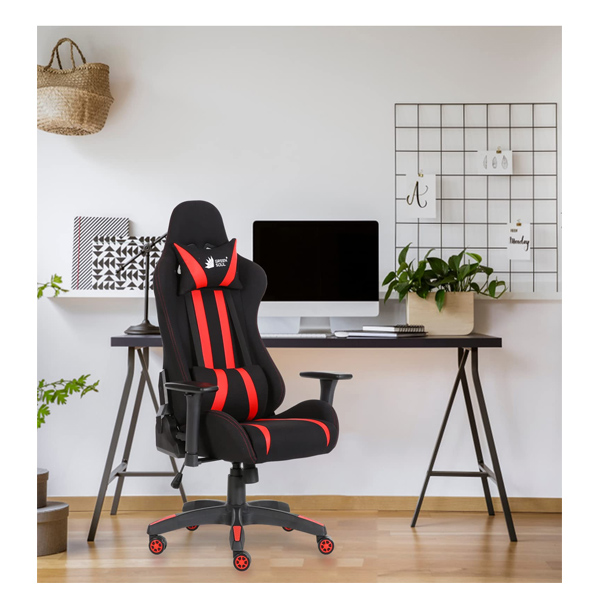 Refurbished Green Soul ( Beast_BlackRed_GS600) Racing Edition Ergonomic Gaming Chair with Premium Fabric & PU Leather, Adjustable Neck & Lumbar Pillow, 3D Adjustable Armrests & Strong Nylon Base (Black & Red)
