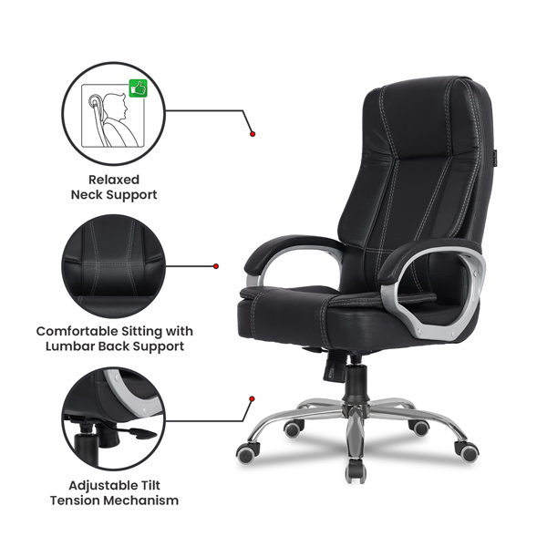 Refurbished Green Soul Vienna_hb_black) Leatherette Office Chair, High  Back Ergonomic Home Office Executive Chair With Spacious Cushion Seat  Heavy