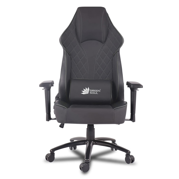 Refurbished Green Soul ( Glance_FullBlack_GS350) Multi-Functional Ergonomic Gaming Chair, Premium Leatherette Chair with Best in Class Comfort, Adjustable Neck & Lumbar Pillow, 4D Adjustable Armrests & Heavy Duty Metal Base (Full Black)