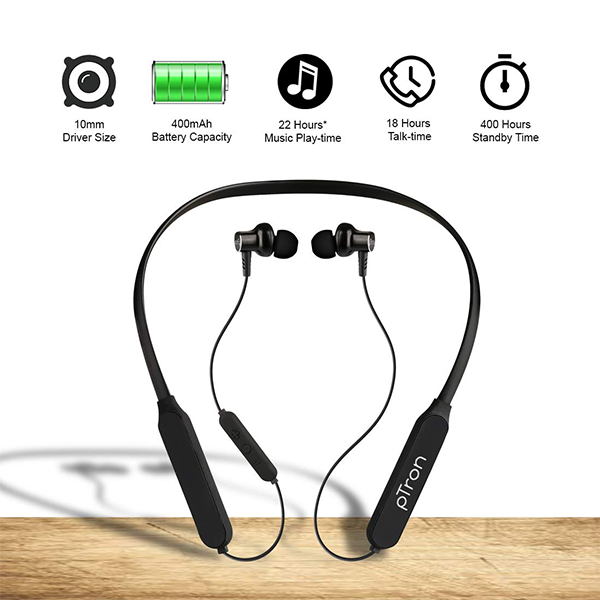 Ptron zap 2025 neckband bluetooth headset