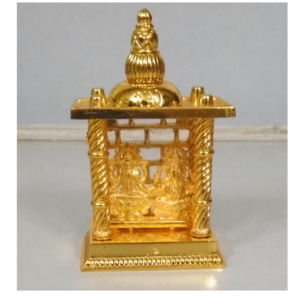 Sankalan Art Gallery Temple Ganesh Laxmi, Made of Aluminium, Gold Plated, ht. 5 inch.