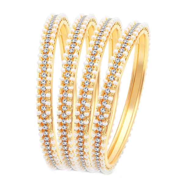 Sukkhi Fascinating Gold Plated Ad Bangles For Women Pack Of 4 (B71518ADRL550_2.8)